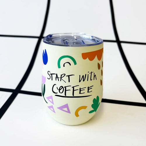 Ανοξείδωτη Κούπα Small Talk "Start with Coffee"