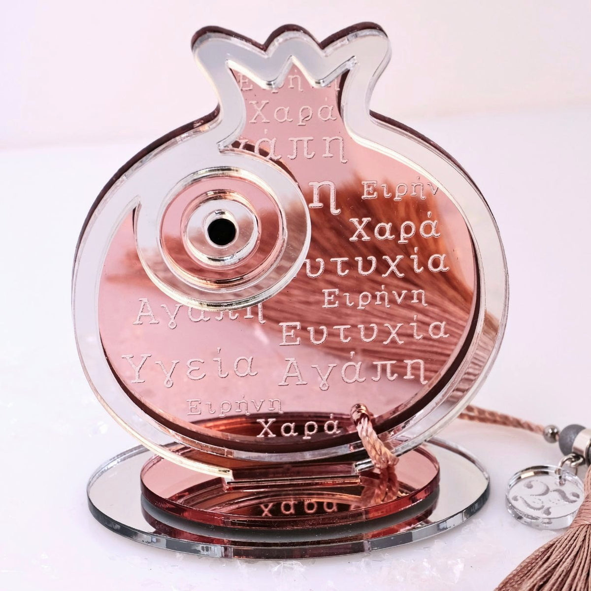 Επιτραπέζιο Γούρι 2027 | Ροζ Ρόδι με Ευχές