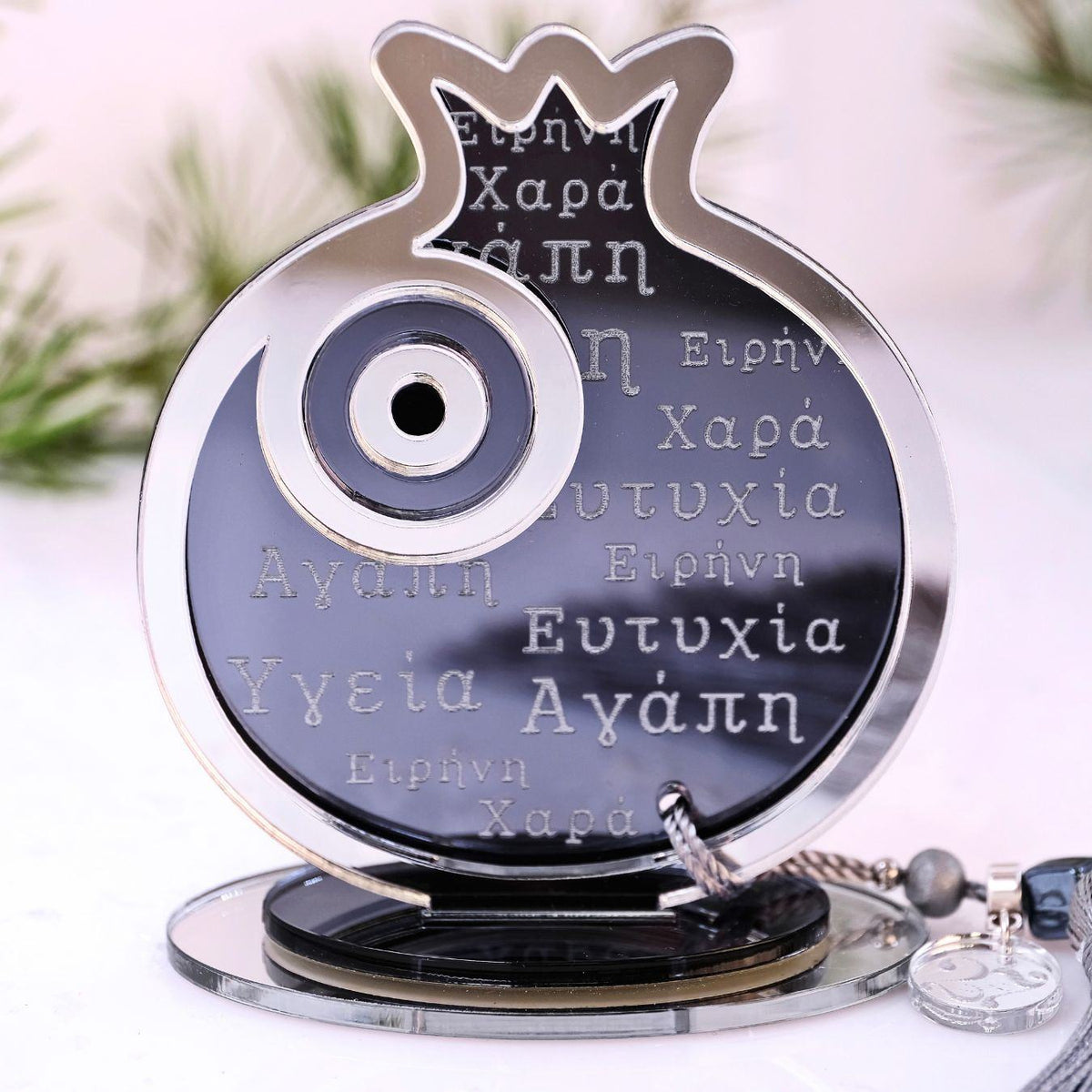 Επιτραπέζιο Γούρι 2027 | Γκρι Ρόδι με Ευχές